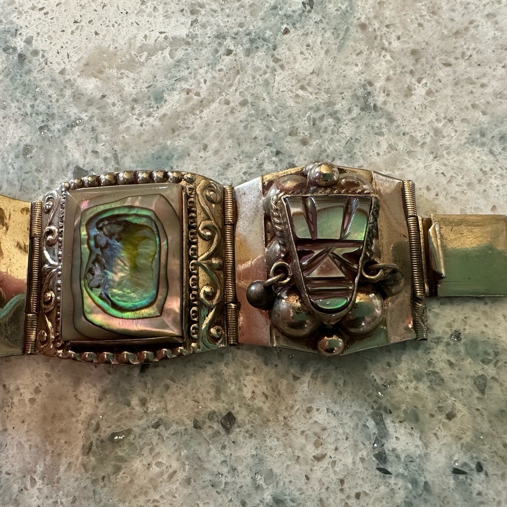 Mexican Taxco Abalone Bracelet- Vintage 1940s - Picture 4 of 8